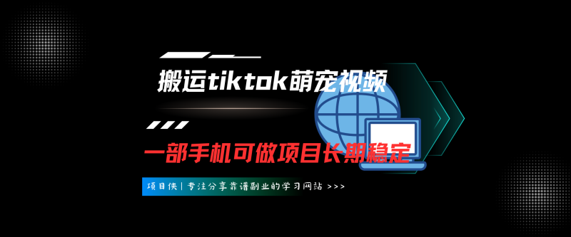 搬运tiktok萌宠视频，一部手机可做，项目长期稳定,月入5W+-项目侠